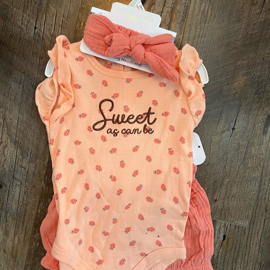 Sweet As Can Be Strawberry Outfit Set Brand New
